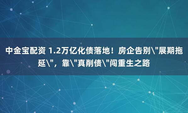 中金宝配资 1.2万亿化债落地！房企告别