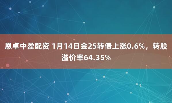恩卓中盈配资 1月14日金25转债上涨0.6%，转股溢价率64.35%